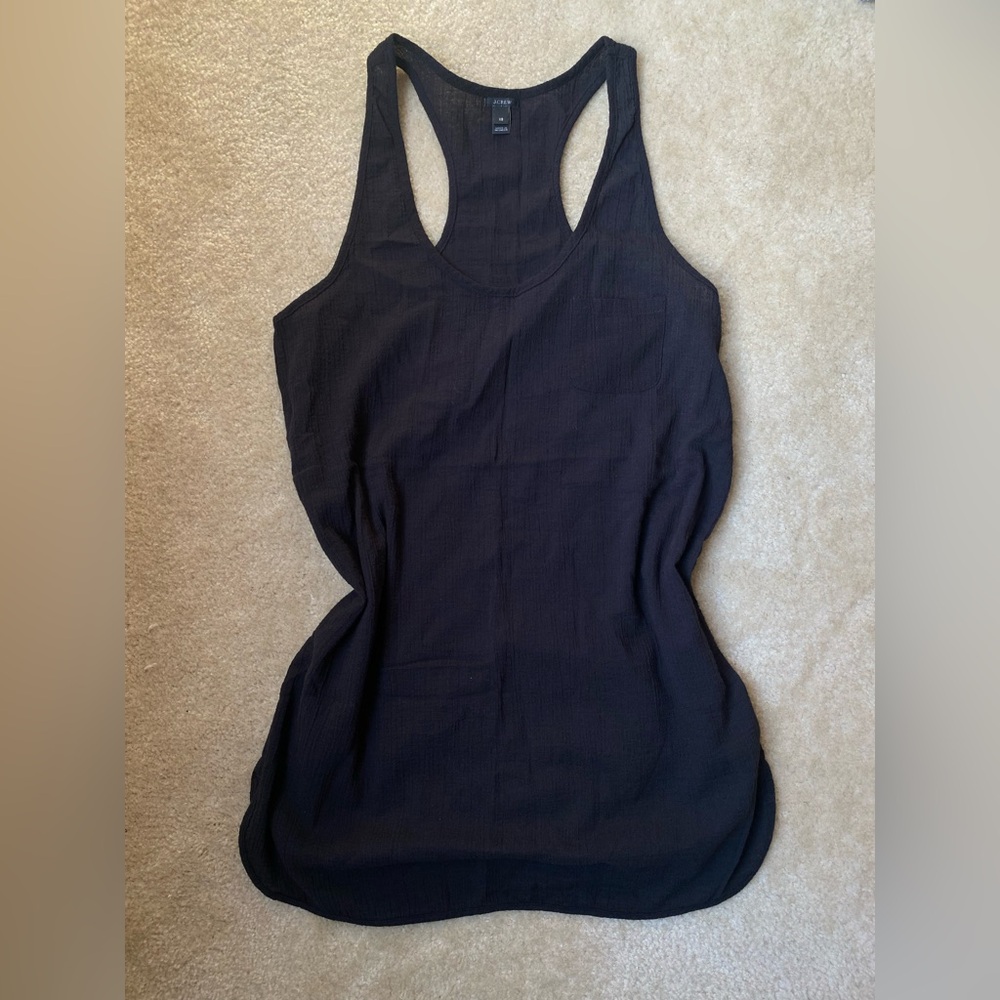 J. Crew 100% Cotton Black Racerback Tank Lightweight Summer Blouse in Size XS